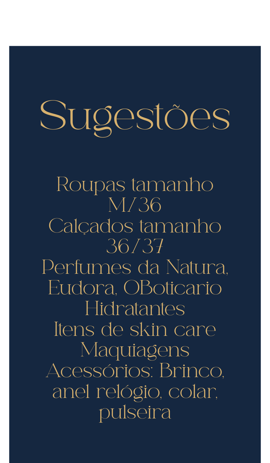 Sugestões de presente
