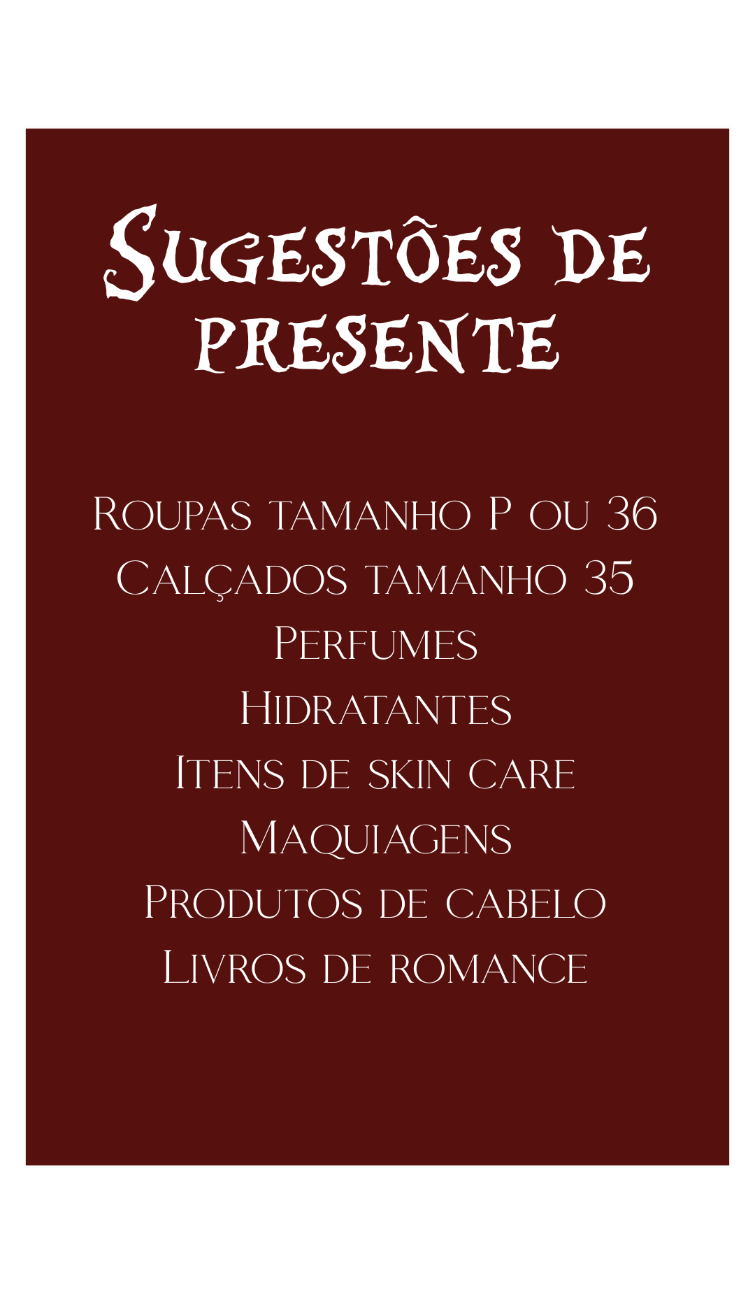 Sugestões de presente